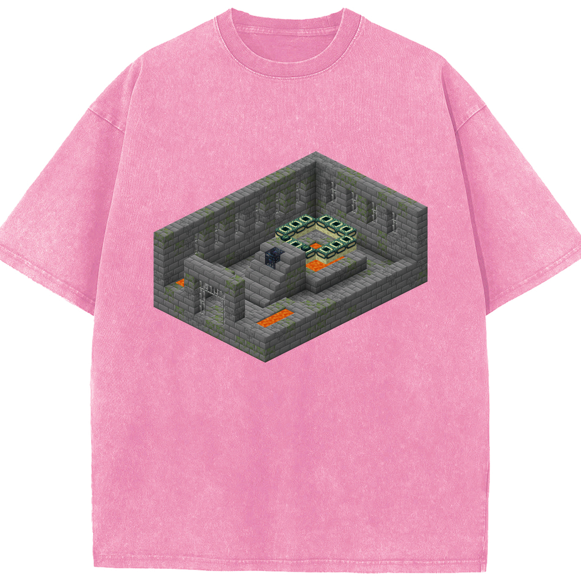 （画像用） マインクラフト ブロックの世界 Minecraft MC Block world 綿100% ヴィンテージ風 半袖Tシャツ（フロントプリント）